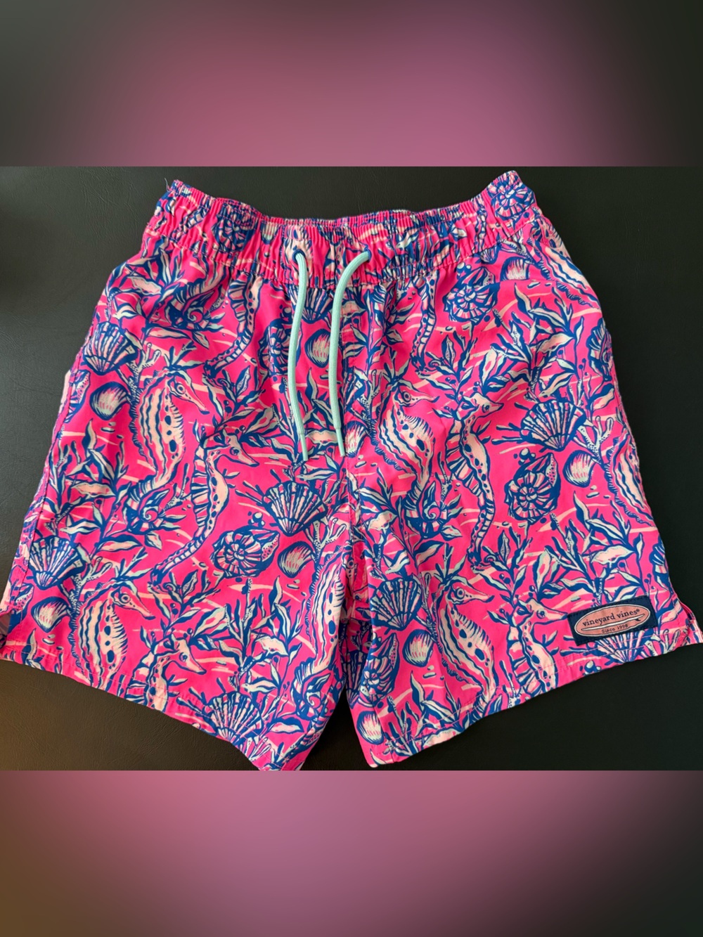 Vineyard Vines Boys Nautical Print Swim Trunks Small
